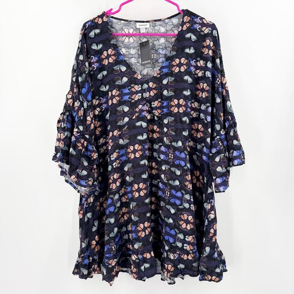 Avenue Tunic Top Womens Size 22/24 Harper V-Neck Butterfly Ruffle Plus Curvy NWT - Picture 2 of 14